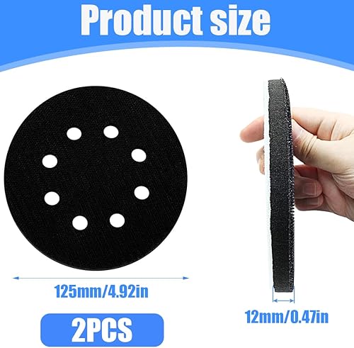 BEPSYOM Platorello per Levigatrice da 125 mm,2 Pezzi Platorello Spugna 8 Fori,Tampone di Interfaccia in Spugna Morbida,Accessori per Levigatrici,Tampone in Spugna Morbida per Tamponi Abrasivi - Honorern