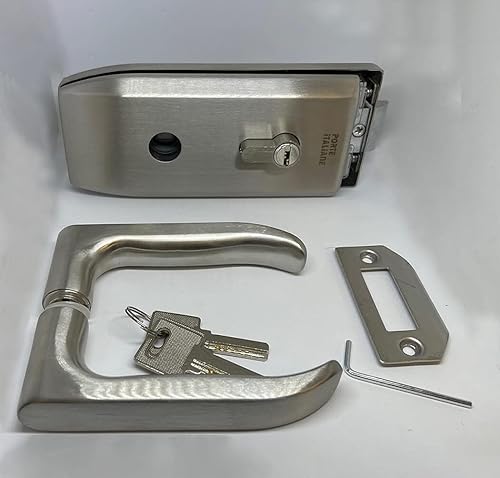 Serratura Square con maniglia per porte in vetro con spessore da 8 a 12 mm con cilindro e nottolino PORTE ITALIANE - Honorern