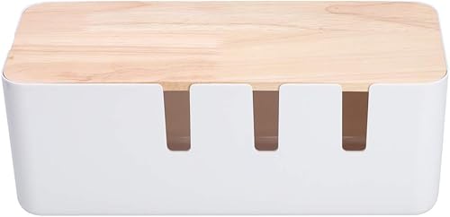 Scatola di immagazzinaggio del cavo di alimentazione con coperchio, fondo antiscivolo, cavi di cavo a prova di polvere, organizzatore della scatola di immagazzinaggio della gestione delle strisce - Honorern