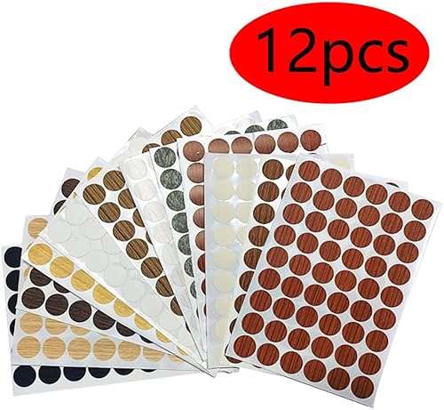 Tappi Coprivite Adesivi 648 Pezzi Tappi Coprivite Adesivi per Coprire Coprifori per viti Tappo di Foro Vite Copre Adesivi per Coprire i Fori Delle Viti Nei Mobili,12 Colori - Honorern