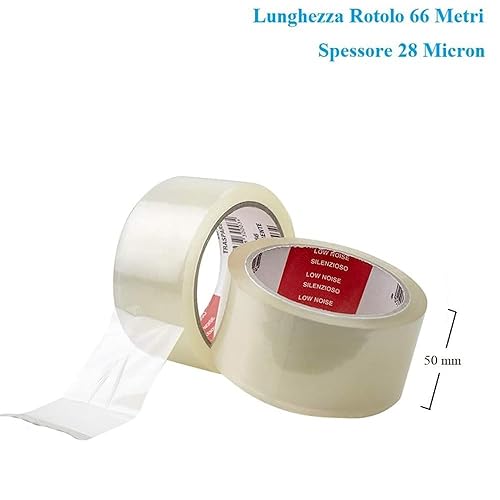 36 rotoli pezzi Nastro Adesivo 50x66 Silenzioso per Imballaggio colore Trasparente - Honorern