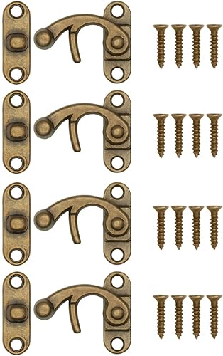 FUXXER® 4 chiusure antiche, ganci di chiusura, design in ferro color bronzo, per scatole di vino stile rustico vintage, design solido, 32 x 27 mm, set di 4 - Honorern