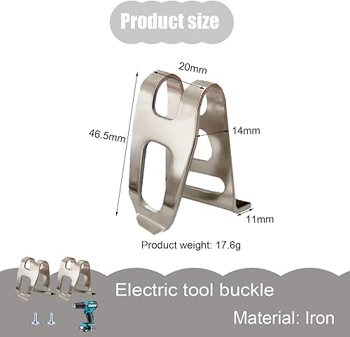 2 clip per cintura compatibili con soffiatore Makita Cordless, gancio per cintura in acciaio inox, gancio di ricambio per utensili elettrici, gancio multiuso (2 colori acciaio + 2 viti) - Honorern