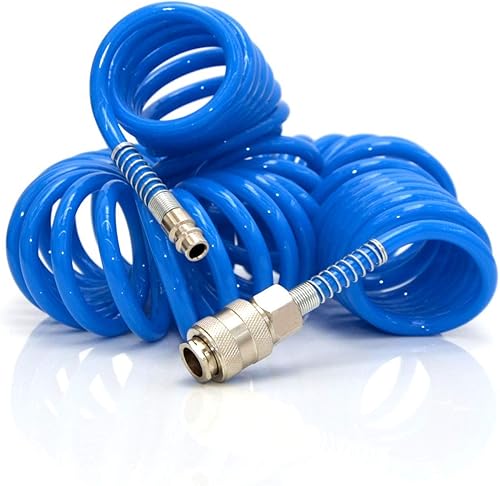 Tubo Aria Compressa Spirale 10 Metri Flessibile Per Compressore Raccordo Blu - Honorern