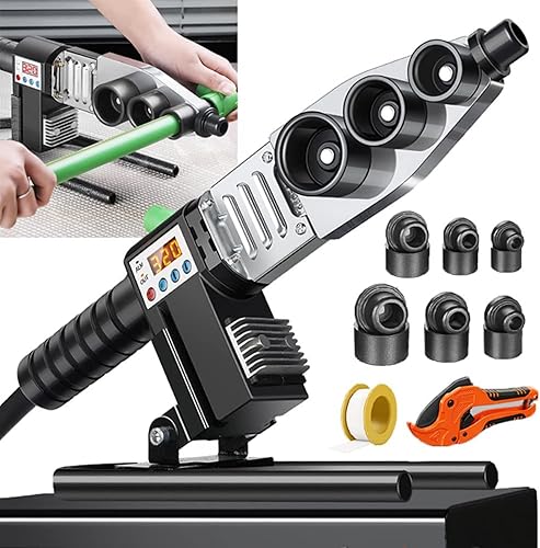 Saldatrice per Tubi in plastica con Forbici, saldatrice per Tubi PE/PB/PPR, Regolabile 100-320 ℃, Display Digitale + Matrice antiblocco + Staffa a Forma di U del Piede di aggiornamento - Honorern