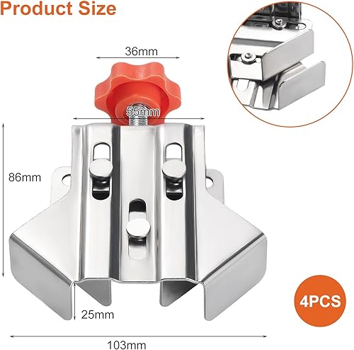 4 morsetti angolari in acciaio inossidabile per la lavorazione del legno, morsetti angolari a 90 gradi per cornici di quadri, saldatura di armadi e mobili - Honorern