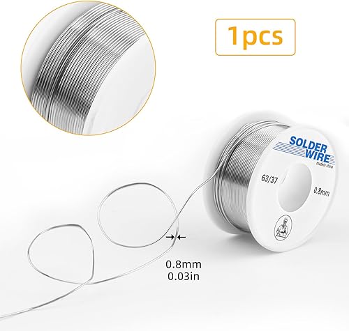 Saldatore e filo di saldatura a bassa fusione, 0,8 mm/100 g, senza piombo con nucleo di colofonia, saldatore per la riparazione e il fai da te di componenti elettronici per saldatura elettrica - Honorern