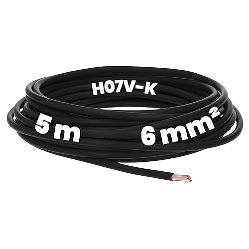 Cavo di Cablaggio Flessibile H07V-K 6 mm², 5 m, Filo Singolo per Armadio Elettrico, Cavo di Commutazione - Honorern