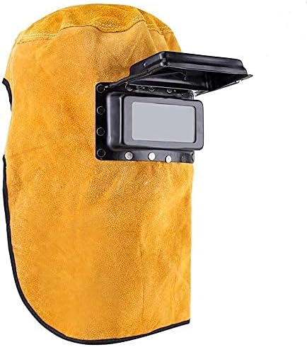 Maschera da Saldatura In Pelle per Saldatore, Cappuccio Casco per Saldatore a Conchiglia con Lente Durevole Resistente al Calore Traspirante Maschera di Protezione per Casco di Saldatura - Honorern