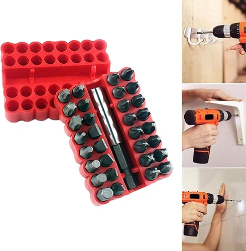 Set di punte di sicurezza da 33 pezzi, con punta di estensione, a prova di manomissione, per cacciavite a stella, set di - Honorern