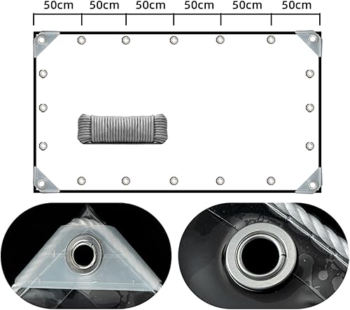XINGWANGG Telo Impermeabile PVC Trasparente 0,3mm Telone di Protezione per Esterno,Gazebo,Balcone,Giardino,Tetto per Piante,Telo di Copertura con Occhielli,400g/㎡,Personalizzabile (220cm x 250cm) - Honorern