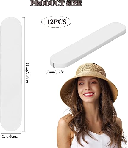 12 nastri riduttori in schiuma per cappelli e berretti, per cappelli e cappelli, fasce per il sudore, per uomini e donne (bianco) - Honorern