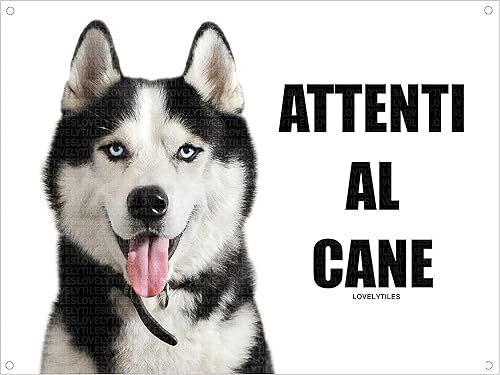 SIBERIAN HUSKY attenti al cane mod 3 TARGA cartello IN METALLO (15X20) - Honorern