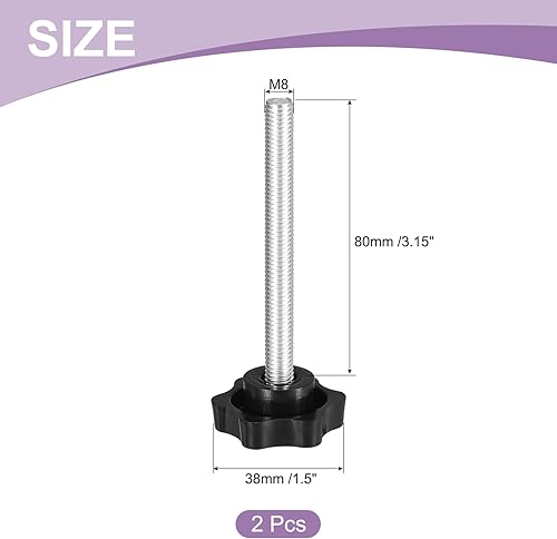 QUARKZMAN 2pz M8 x 80mm Pomelli a Stella, Manopola Serraggio a Forma Esagonale Plastica Vite Manopola Ricambio Serraggio Manuale per Sostituzione Manopola Base Ombrellone - Honorern