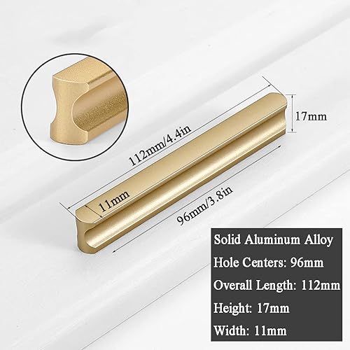 Manico Mobili Moderni, Maniglie per Armadio Dorate, Alluminio Solida | Rivestimento, Centrale Tra i Fori:96-960mm Maniglie per Mobile, 2 pz Maniglie Armadio Oro 800mm/31.5in - Honorern