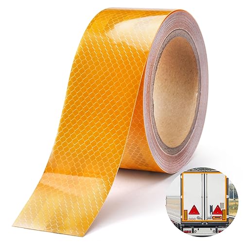 Nastro Catarifrangente Adesivo, 10m x 5cm Strisce Catarifrangenti Adesive, Nastro Adesivo Catarifrangente, Nastro Riflettente Giallo, Nastro Segnaletico Adesivo, Per Veicoli, Auto, Rimorchi, Barche - Honorern
