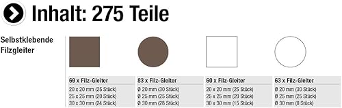Connex B34140 Feltrini Adesivi Assortiti, in Valigetta, 275 Pezzi - Honorern