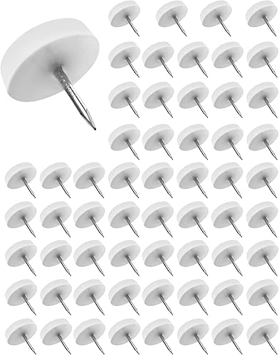 60 Pezzi 20mm Piedini per Mobili con Chiodo, Piedini per Sedie Rotondi in Plastica per Protezione Pavimento (Diametro 20mm Bianco) - Honorern