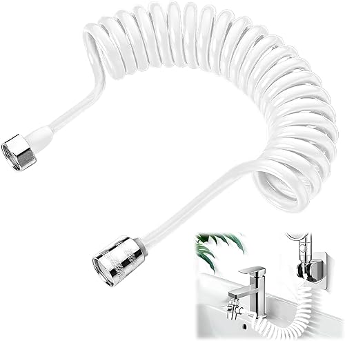 Flessibile Doccia a Molla, Telescopico Tubo Doccia, Flessibile Doccia a Spirale per Soffione Bidet, Adatto per Soffione, Bidet e Rubinetto, Facile da Installare, Anti-Torsione, Bianco - Honorern