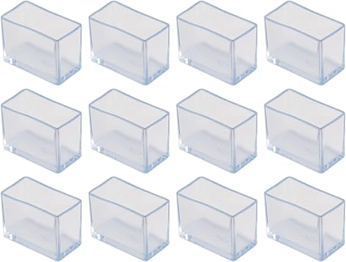 12 Pezzi Gommini Rettangolari 20x40mm per Sedie - Silicone Trasparente Copri Piedini per Gambe da Tavolo - Protezione per Prevenire Graffi sul Pavimento - Honorern