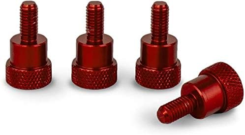 Viti zigrinate/vite a spalla M4 x 10mm Alluminio Rosso Anodizzato L-20mm - 4 pz - Honorern