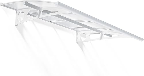 Canopia by Palram 2230 - Tettoia per porta d'ingresso, 223 x 139 cm, colore bianco, protezione solare per porta di casa, con grondaia - Honorern
