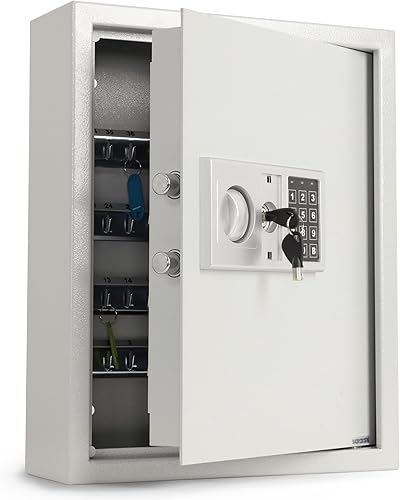 casa pura Cassaforte con serratura elettronica, cassetta portachiavi per 133 chiavi, cassaforte con portachiavi, materiale di fissaggio e chiavi di emergenza - Honorern