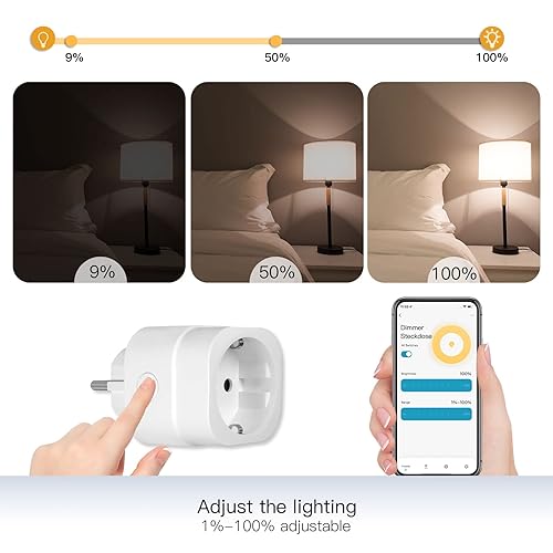 MOES WiFi Intelligente Presa Dimmer, LED per luce regolabile, Si applica a lampadine alogene e a incandescenza, Supporta il controllo vocale Alexa/Google HOME, È supportato solo il WiFi a 2,4 GHz - Honorern