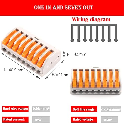 12 Connettori Per Cavi 8 Porte, Set Di 8 Conduttori Morsettiera Elettrica, Morsetto Di Collegamento Combinato, Blocchi Collegamento Elettrico Con Terminali 8 Conduttori, Per Conduttori Di Cavi Fissi. - Honorern