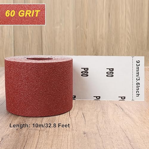 93 mm x 10 m Rotolo di Carta Vetrata per Legno Metallo，Grana 60 - Honorern