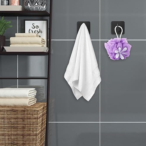 Porta Asciugamani Bagno, Set accessori bagno, 5 pezzi, da parete, comprendente 1 porta asciugamani, 1 porta rotolo di carta igienica e 3 ganci per asciugamani, adatto per bagno e cucina (nero) - Honorern