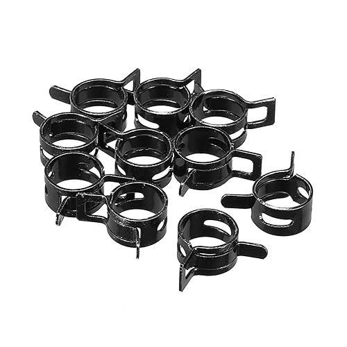 10pz Molla Tubo Morsetto - Industriale Acciaio Fascia Morsetto Carburante Linea (12mm Nero) - Honorern
