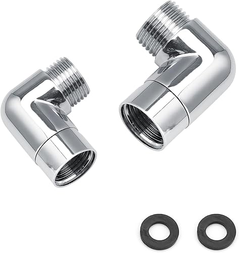 2 Pezzis Doccetta Adattatore Argento, Ottone Massiccio Supporto Soffione Doccia 90 Gradi, Adattatore Doccetta Lavandino con 2 Rondelle, Adatto per Collegamento Docce Parete - Honorern
