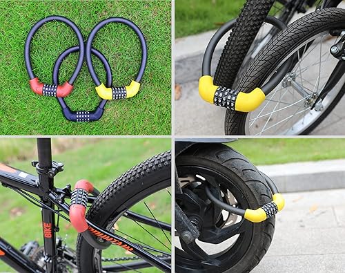 Blocco filo combinato Blocco corda in acciaio ispessito ritorto Password ripristinabile a 5 cifre Antipolvere, rivestimento protettivo in PVC impermeabile 15,7 'versione rossa standard - Honorern