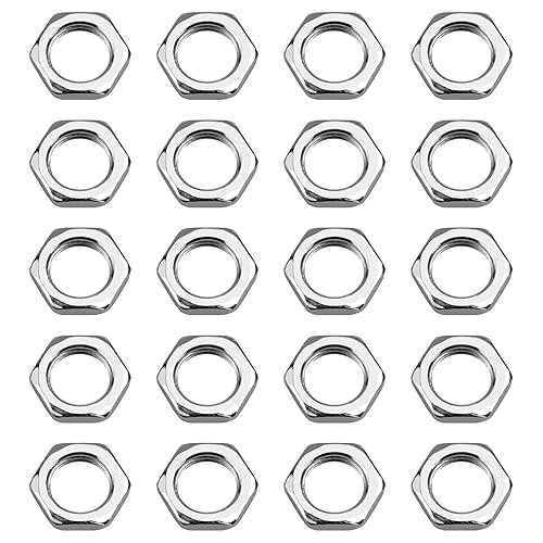 Set di 20 Dadi Esagonali M10x1 SW12, Altezza 3mm, Zincati, Molto Piatti, Filettatura Fine, Ideali per Industria delle Lampade e Dispositivi di Misurazione - Honorern