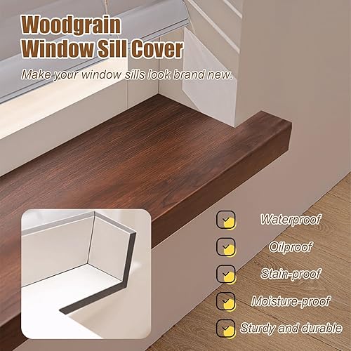 Davanzale per Finestra Rivestimento per Davanzale in Finto Legno Marrone, Protezioni Impermeabili per Davanzali da Cucina, Decorazioni per Davanzali con Naso, Dimensioni Personalizzate(80x30cm/31.5x11 - Honorern