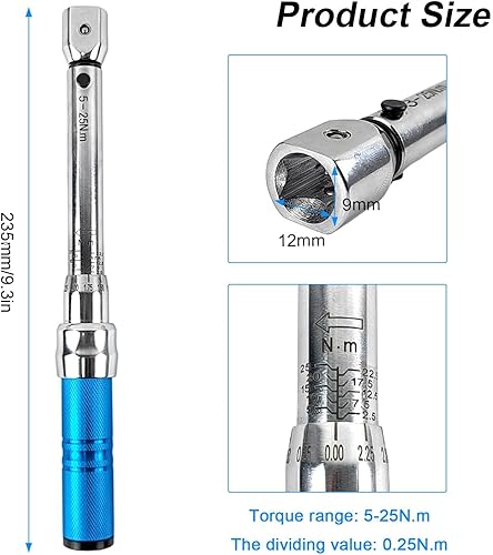 Chiave Dinamometrica 5-25 Nm, 235×9×12 mm Chiave a Cricchetto Regolabile, Precisione Errore ±3%, Chiave di Precisione con Cricchetto Bidirezionale, per Auto, Camion, Moto (1) - Honorern