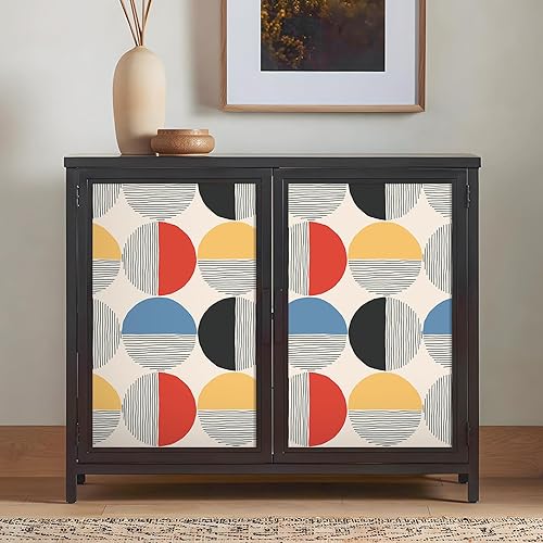 Carta da Parati Geometrica Boho Metà Secolo Pellicola Adesiva Geometrica Rotonda Astratto Pellicola Adesiva per Mobili Fantasia Carta da Parati Autoadesiva per Camera Letto Bagno 44,5cmx300cm - Honorern