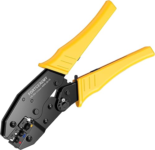 Pinza Crimpatrice a Crimpare, FortCeremy Pinza a Crimpare per Terminali Isolati, AWG20-10 (0,5-1,5mm²/1,5-2,5mm²/4-6mm²), Pinza Crimpatrice Elettrica per Connettori Elettrici - Honorern