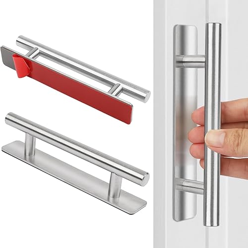 SSYR&P Set di 2 maniglie adesive per mobili, maniglie in acciaio inossidabile, per mobili da cucina, bagni, cassetti, armadi, ante, armadietti, garage, capannoni, fienili,150 x 25 mm,(nero) - Honorern
