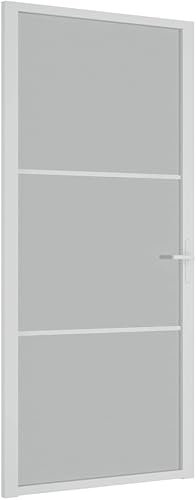 vidaXL Porta Interna 93x201,5 cm Bianco Opaco Vetro e Alluminio - Honorern