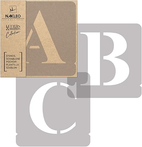 NAKLEO Lettere & Numeri Stencil Plastica Riutilizzabile - Times Roman Maiuscola Carattere - 42 Schede Personaggio Alfabeto Letteratura Arte Artigianato Modello Pittura Muro Legno Tessuto (7 cm) - Honorern