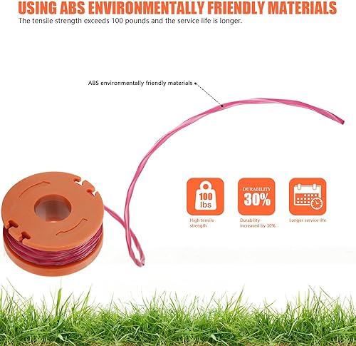 10 PCS Bobina Decespugliatore per Worx Tagliabordi, Bobina di Ricambio Tagliabordi Bobine, Ø1.65mm e 10FT/3.05M, per WORX WA0010/WA6531(10 Bobine + 2 Copertura) - Honorern