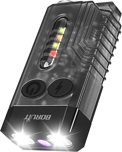 BORUIT V10 Torcia LED Ricaricabile 1000LM Mini Torce Portachiavi con 365 NM UV, Magnete, 14 Modalità IPX4 Impermeabile, USB C Portatile Flashlight - Honorern