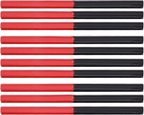 10 Pezzi Matite da Carpentiere,Matita Esagonale HB 175mm,per Lavorazione del Legno per Cantiere fai da te in Muratura Falegnameria,Piastrelle in Legno Metallo Vetro Pelle - Honorern