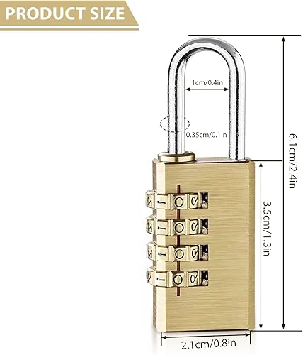 2 lucchetti a combinazione piccoli, a 4 cifre, codice numerico in ottone, resistenti alle intemperie, per porte, recinzioni da giardino, armadietti, valigie - Honorern