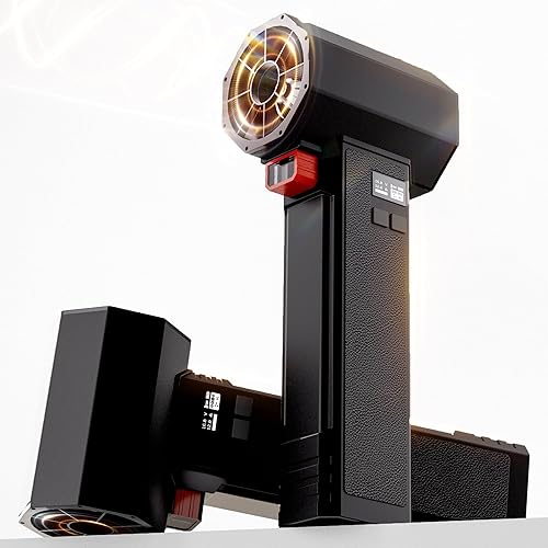 Soffiatore turbo per auto, spinta fino a 1,6 kg, potenza massima 750 W e 64 mm, super elettrico, senza fili, per la cura del prato e l'asciugatura dell'auto (Nero argenteo) - Honorern