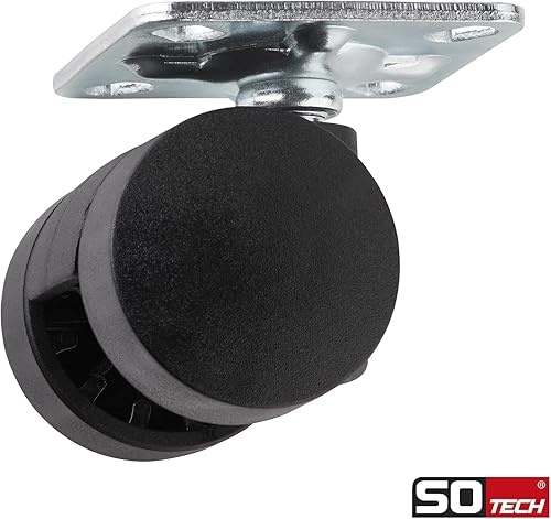 SOTECH Set di 4 ruote per mobili AACHEN con filettatura M8 x 15 mm e freno (Ø 35 mm, capacità di carico 40 kg per ruota, ruotabile a 360 gradi, nero) - Honorern