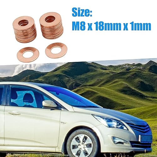 Rame Rondella M8 x 18mm x 1mm Piatto Sigillante Guarnizione anellos (Set di 30) - Honorern