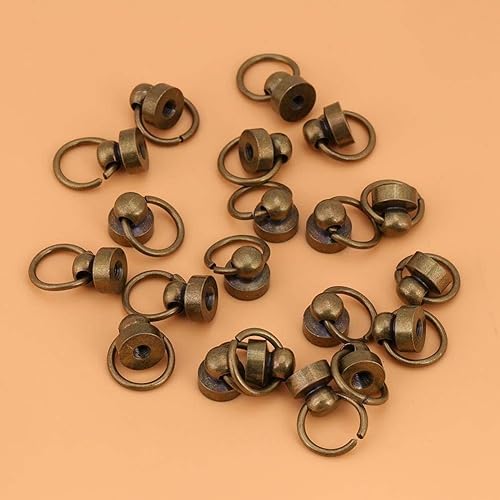 Confezione da 20 set in ottone testa rotonda pulsante a bottone, Leathercraft nail rivetti, viti artigianale in pelle rivetto di metallo sottile con anello fibbia per cintura scarpe borsa decorazione - Honorern